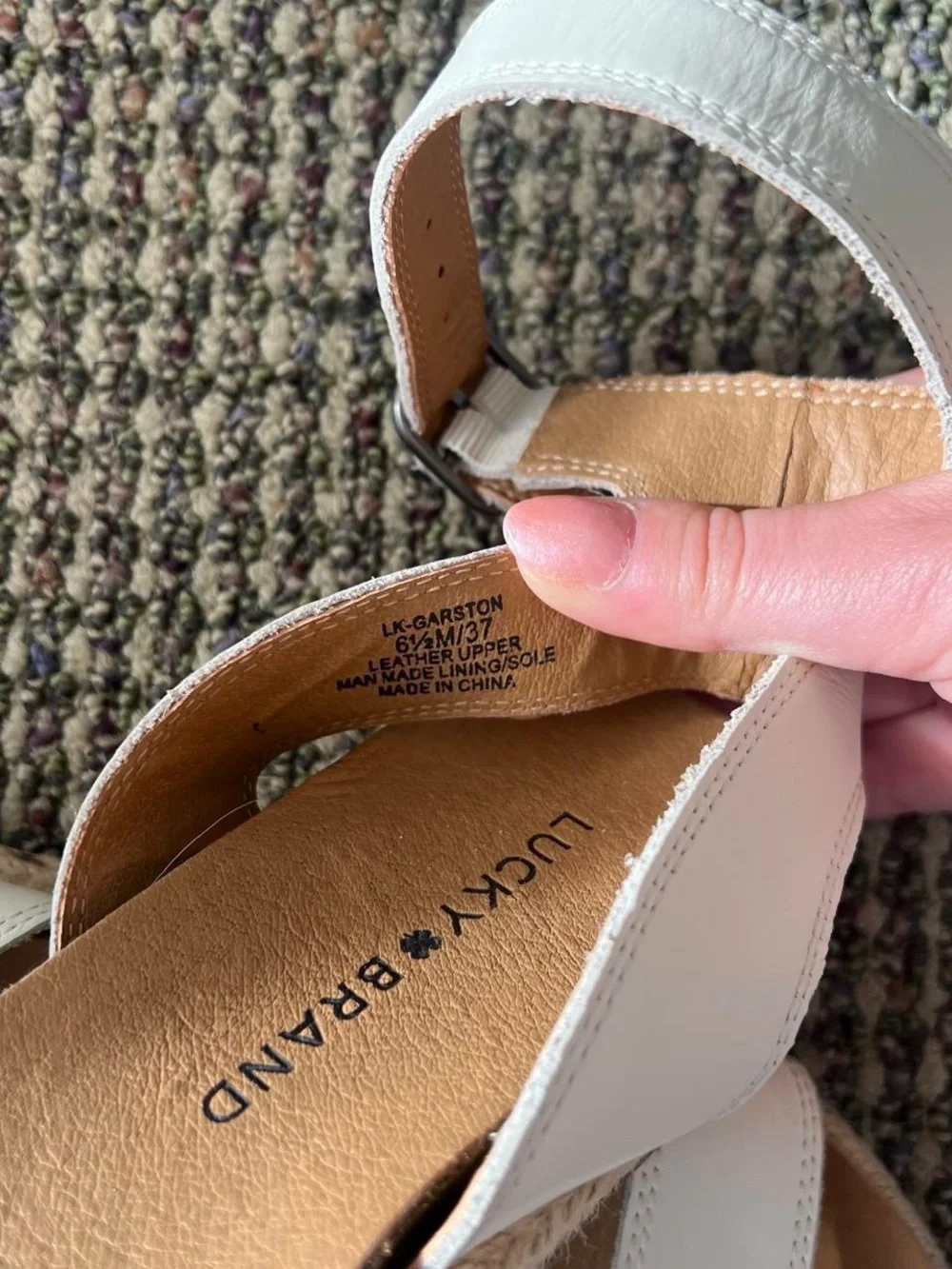 Lucky Brand White Ankle-Strap Espadrille Flat Sandals